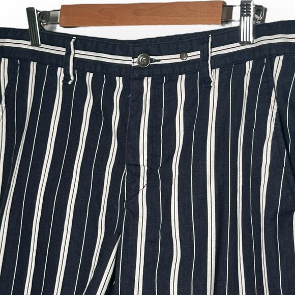 RAG & BONE Perry Linen Blend Shorts Striped Navy Blue Coastal Beach Cruise Lake - Picture 6 of 16